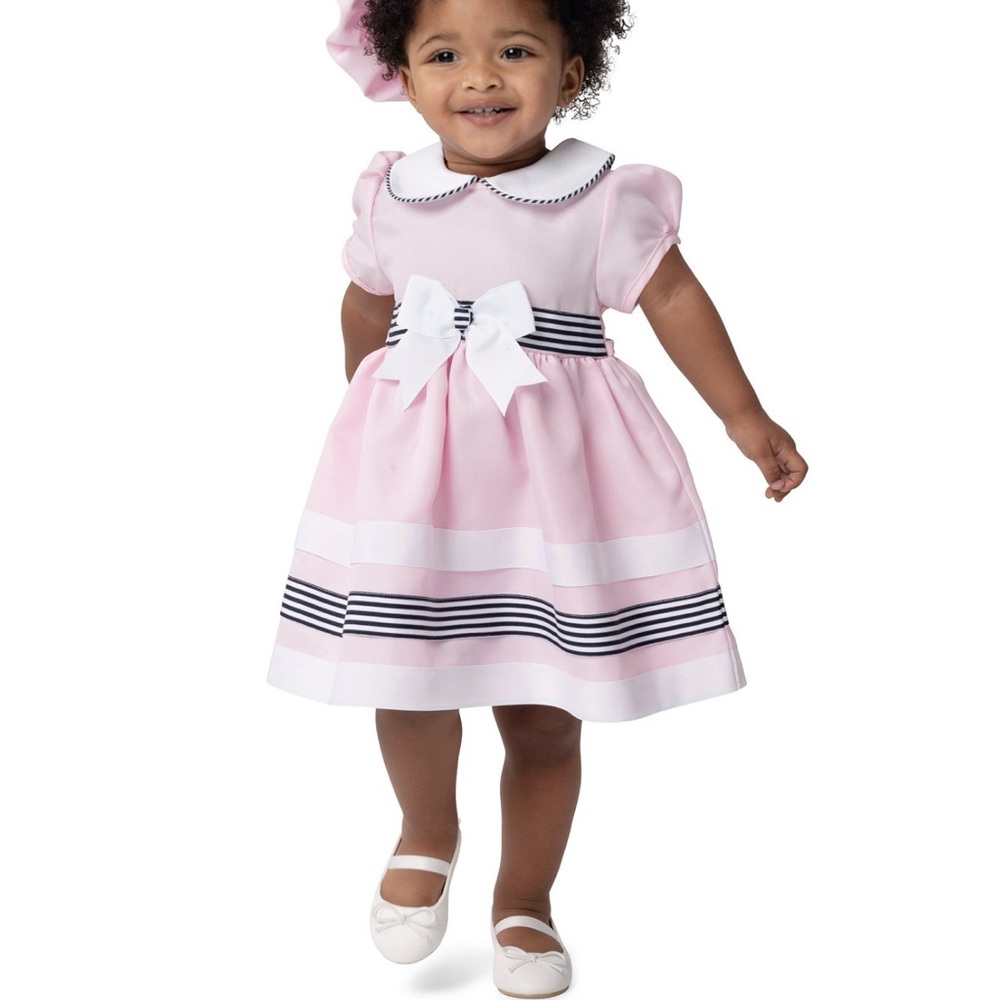 Rare Editions Pink and White Striped Dress